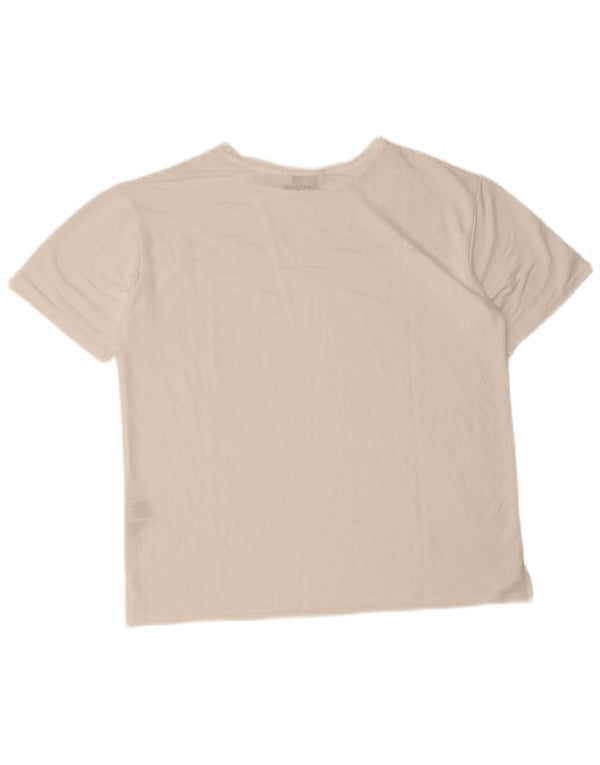 Desigual - Camiseta para mujer, talla 40, talla grande, viscosa geométrica blanca
