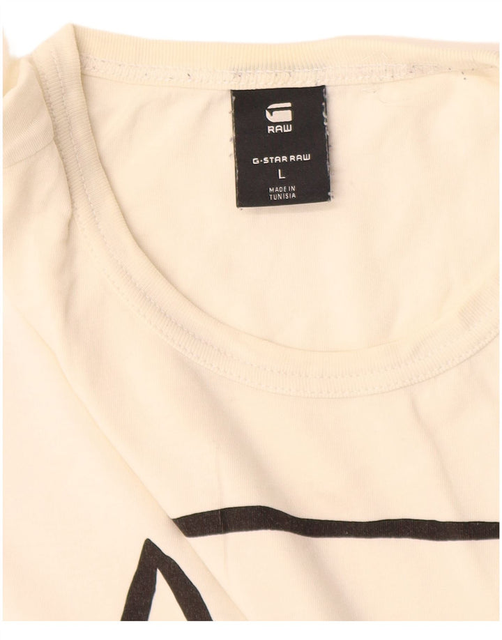 G-Star Hombre Camiseta Gráfica Top Grande Algodón Blanco