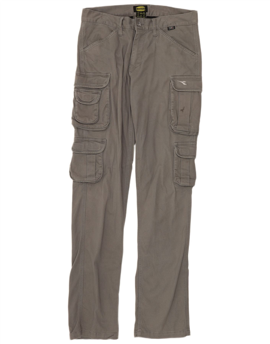 DIADORA Pantalón cargo slim para hombre W32 L34 Algodón gris