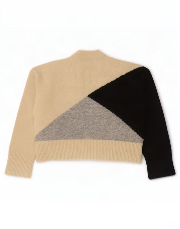Zara Mujer Jersey De Cuello Alto Jersey UK 44 Medio Beige Colorblock
