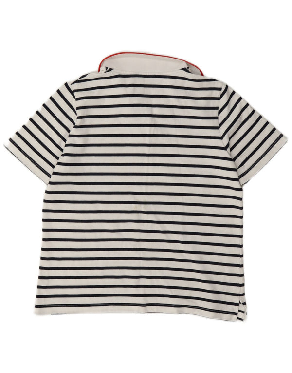 Crew Clothing Polo para mujer UK 12 Algodón a rayas blanco mediano