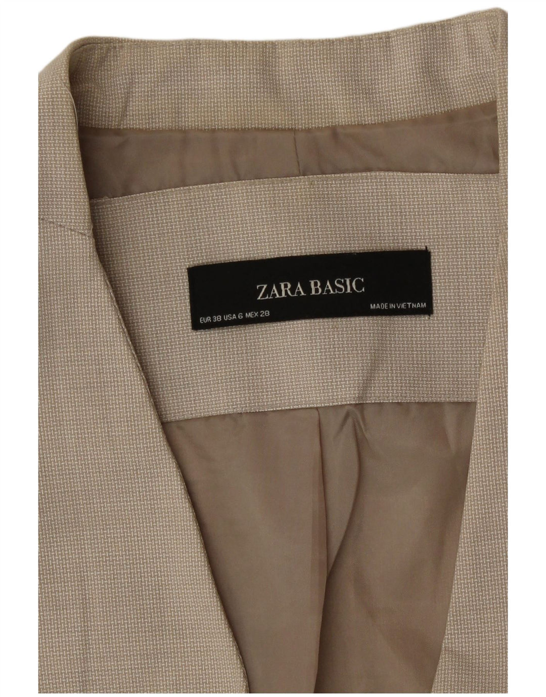 Zara Mujer Chaqueta Blazer De 1 Botón EU 38 Small Beige Houndstooth