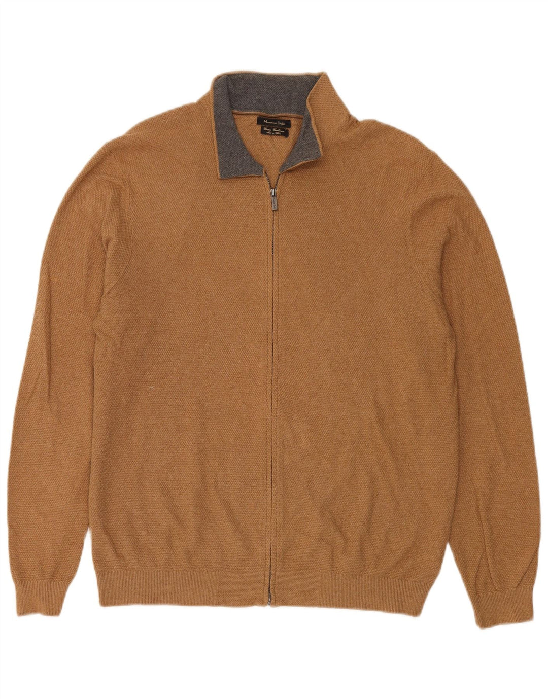 MASSIMO DUTTI Jersey Cárdigan Hombre Grande Marrón Algodón