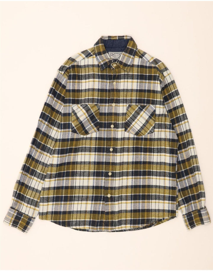 SMITHY'S Mens Flannel Shirt XL Green Check Cotton Vintage SMITHY'S and Second-Hand SMITHY'S from Messina Hembry 