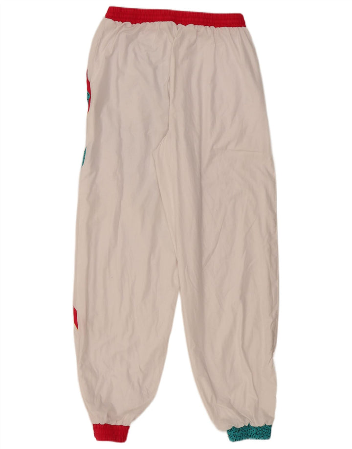 VINTAGE Pantalones de chándal para mujer Joggers Reino Unido 14 Bloque de color blanco medio