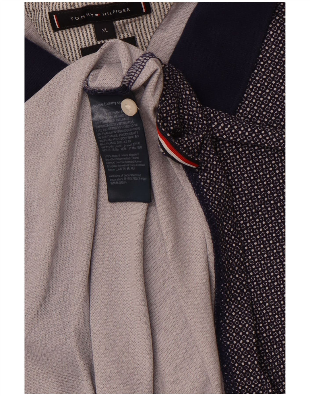 TOMMY HILFIGER Polo para hombre XL Algodón con lunares azul marino