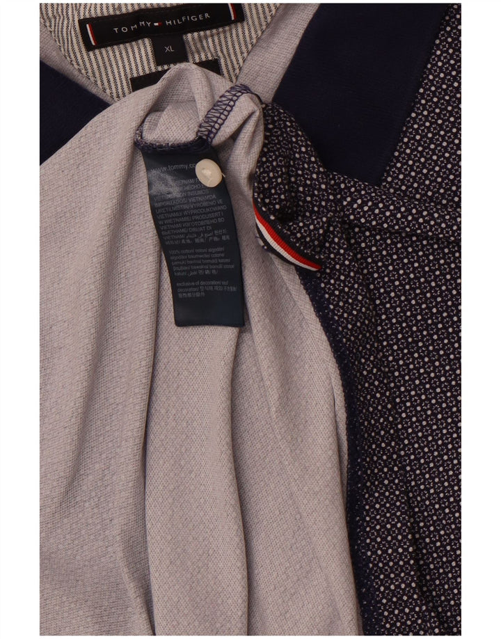 TOMMY HILFIGER Polo para hombre XL Algodón con lunares azul marino