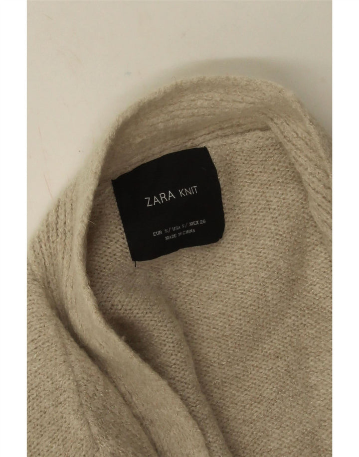Zara Mujer Cárdigan Abierto Suéter UK 10 Small Beige