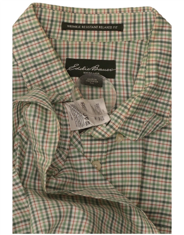 Eddie Bauer Camisa de franela alta y holgada para hombre XL Algodón a cuadros verdes