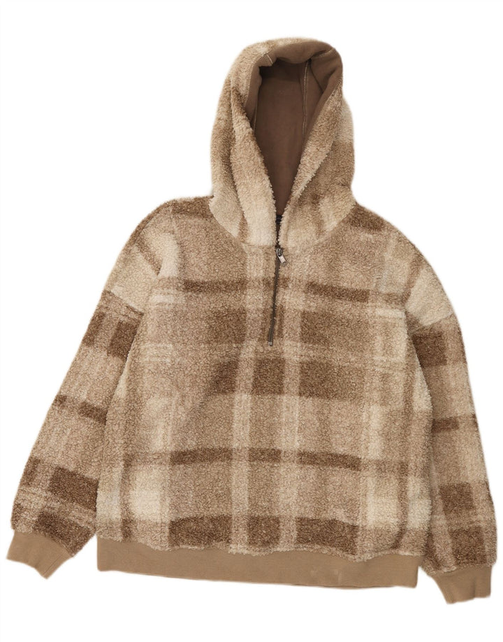 Marks & Spencer Jersey de Forro Polar con Cuello y Cremallera para Mujer UK 44 Medium Brown Check