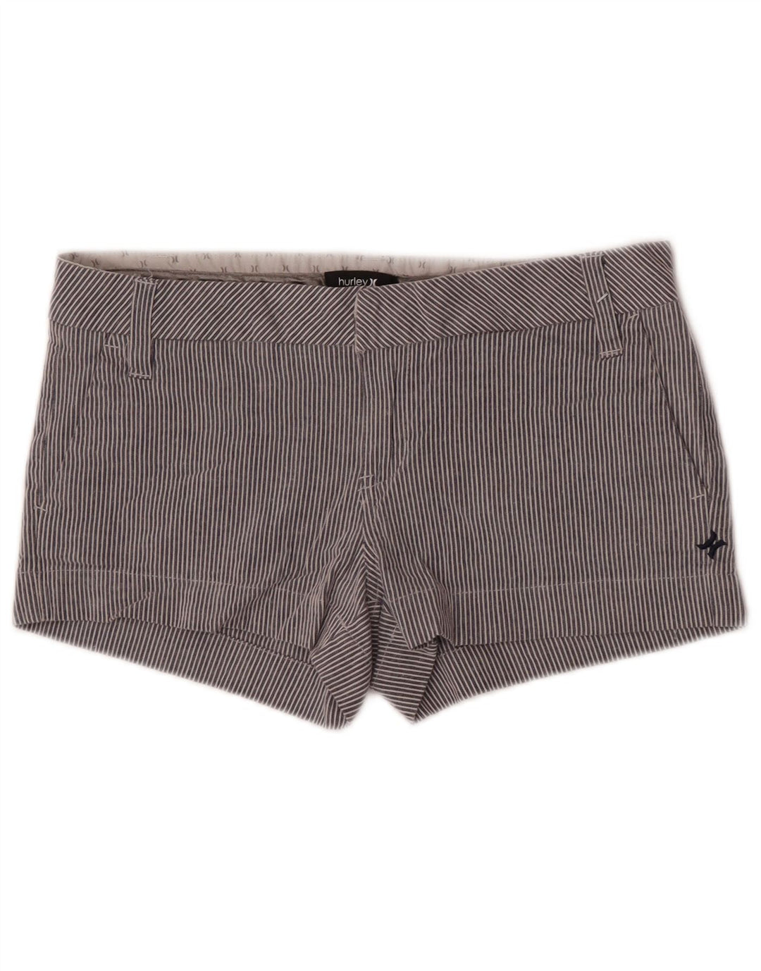 Hurley Pantalones calientes para mujer US 7 Medium W32 Algodón a rayas azules