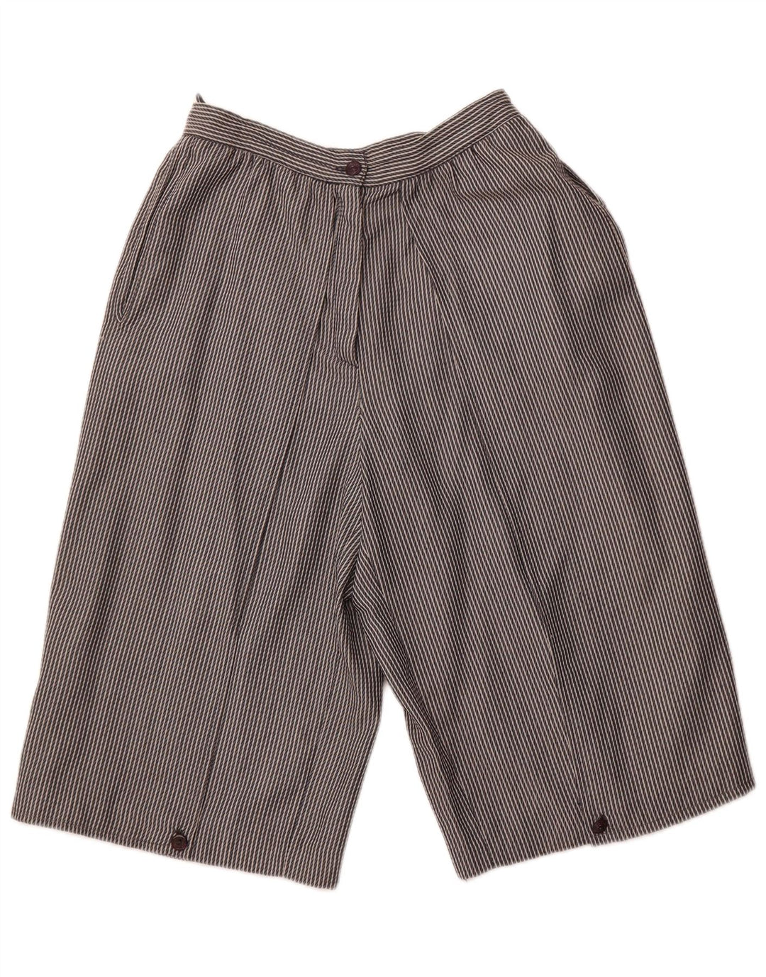 VINTAGE Bermudas de cintura alta para mujer IT 44 Medio W26 Rayas grises