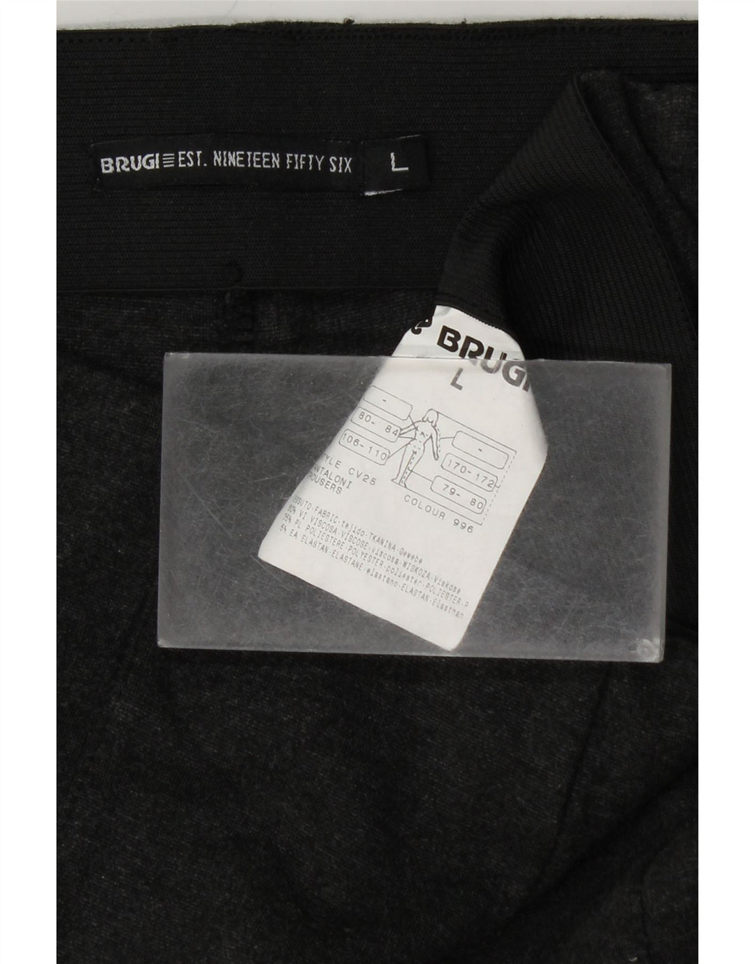 BRUGI Pantalones informales ajustados para mujer, talla grande, W32 L28, viscosa negra