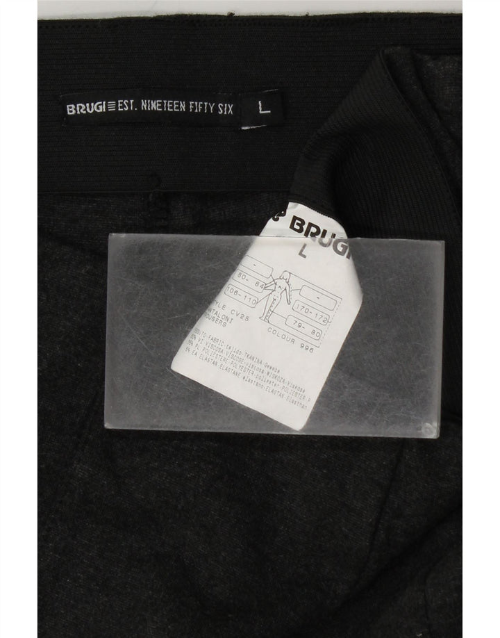 BRUGI Pantalones informales ajustados para mujer, talla grande, W32 L28, viscosa negra