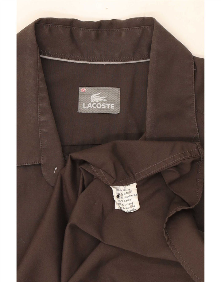 Camisa Lacoste Hombre Talla 43 Grande Algodón Marrón