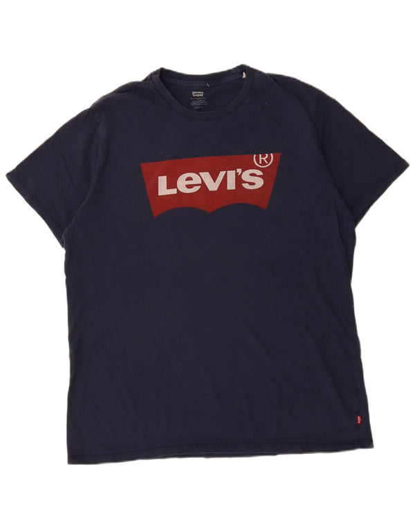 Levi's Hombre Camiseta Gráfica Top XL Algodón Azul Marino