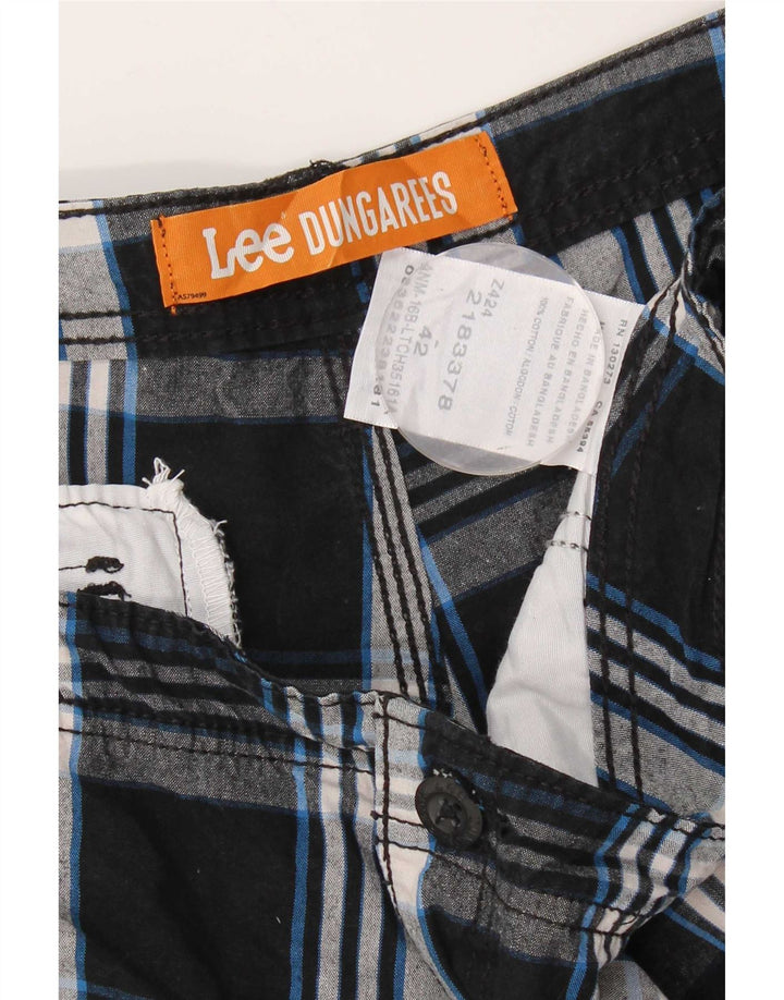Lee Pantalones cortos cargo para hombre W42 2XL Algodón a cuadros negros
