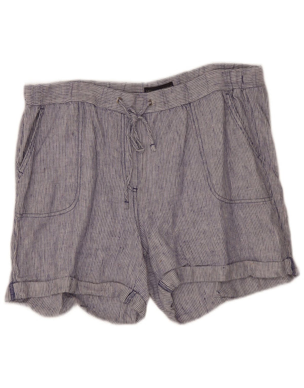 Marks & Spencer Pantalones cortos casuales para mujer Talla 18 W36 L5 Lino a rayas azules