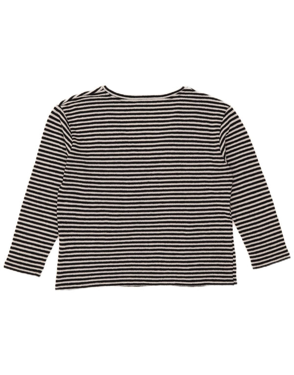 Zara Mujer Top Manga Larga UK 44 Mediano Algodón A Rayas Negro