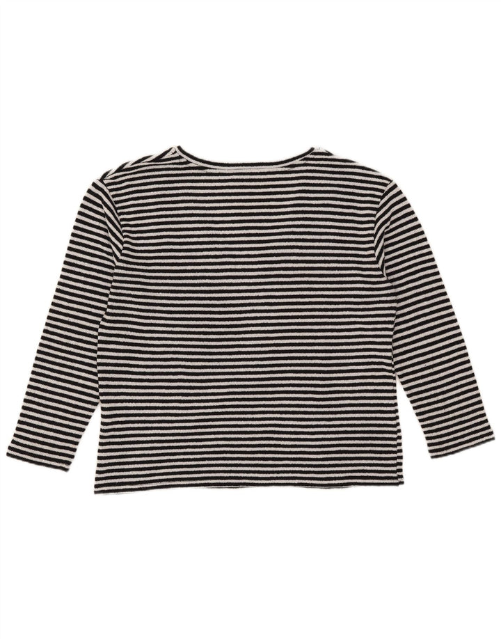 Zara Mujer Top Manga Larga UK 44 Mediano Algodón A Rayas Negro
