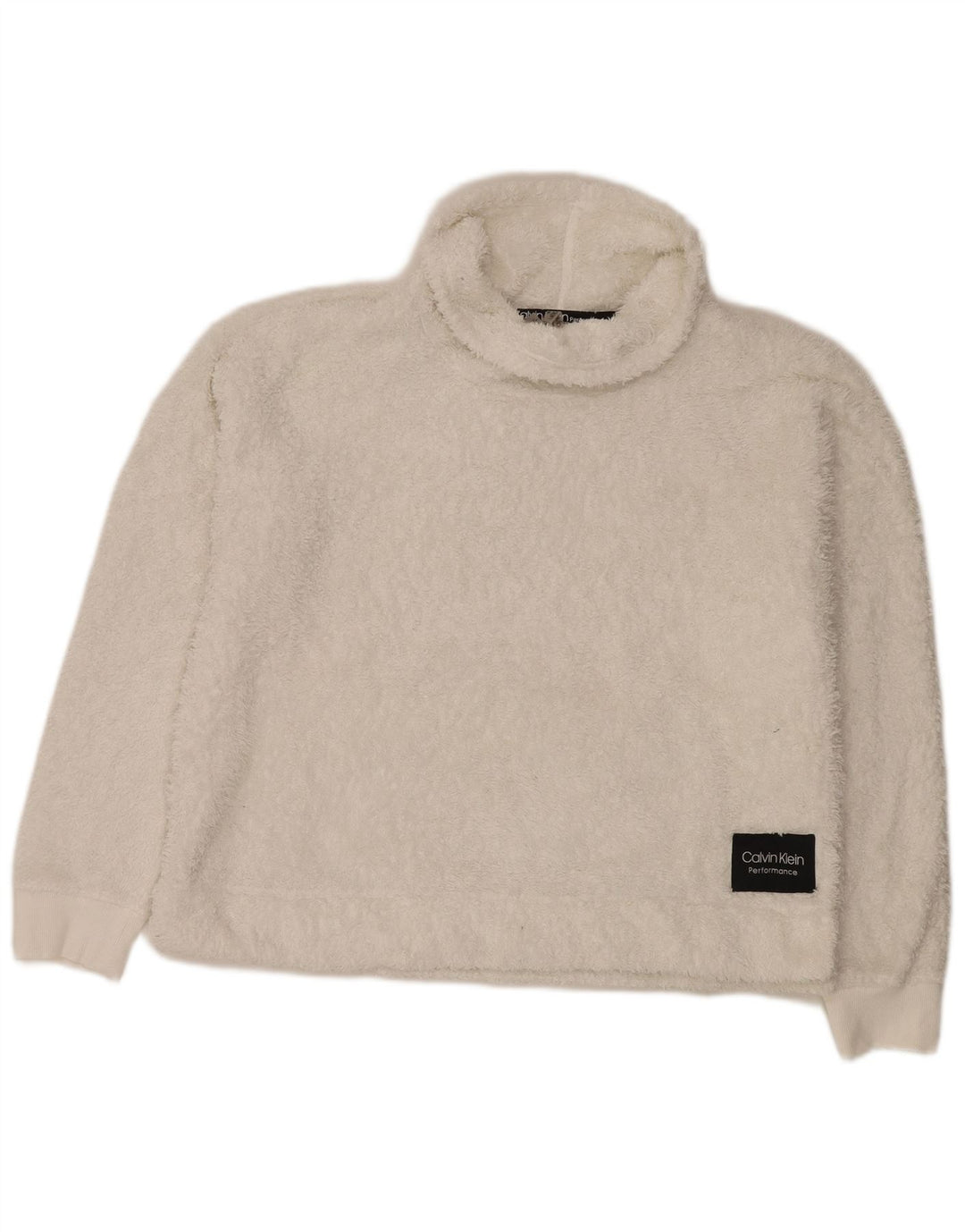 Calvin Klein Jersey de forro polar extragrande con cuello vuelto para mujer UK 46 Grande Blanco