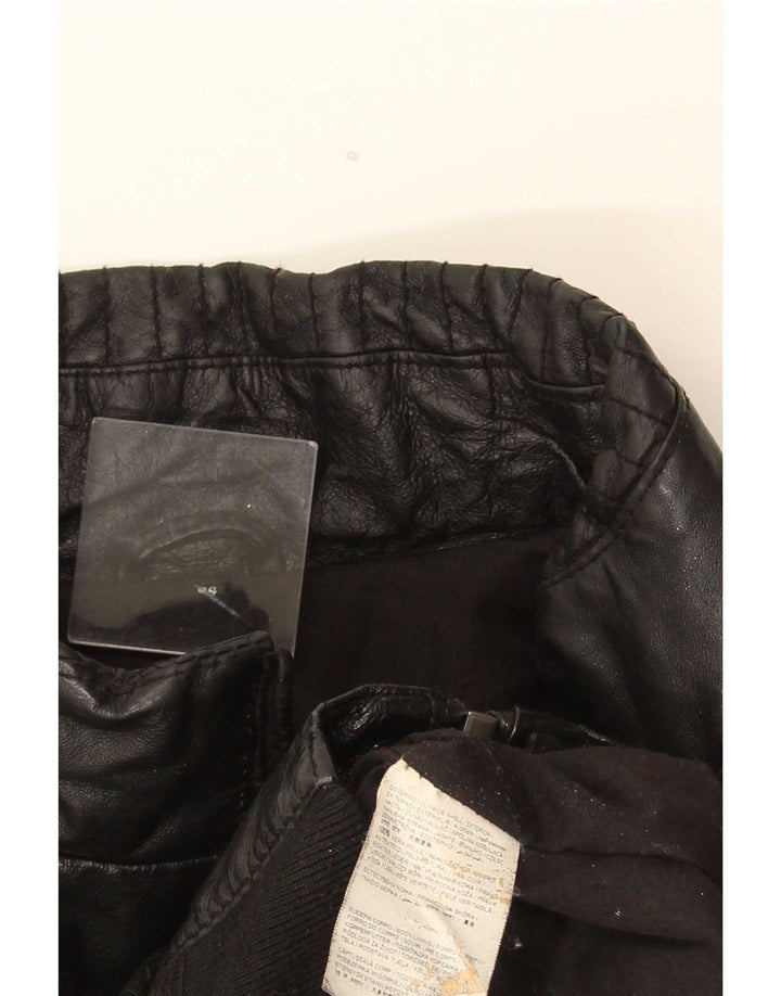Chaqueta de cuero vintage para hombre IT 54 2XL Negro