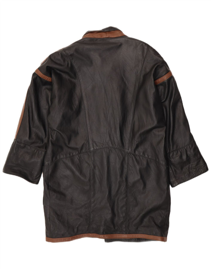 VINTAGE Abrigo de cuero para hombre Reino Unido 40 Bloque de color negro grande