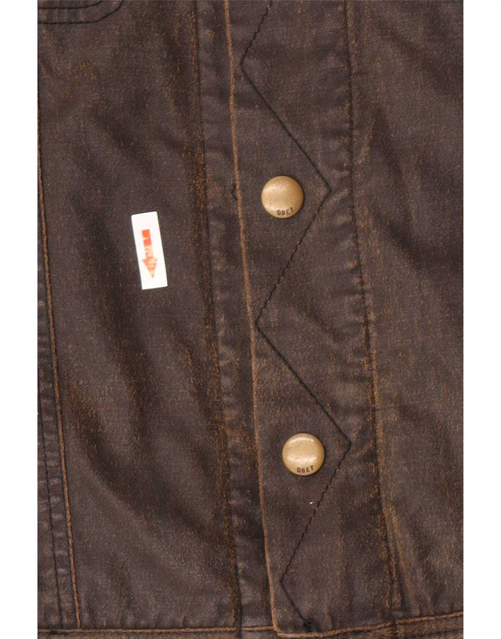 Obey Chaqueta de algodón encerado para mujer UK 44 Algodón marrón medio