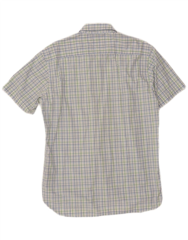 TOMMY HILFIGER Camisa de manga corta para hombre Large Blue Check Cotton