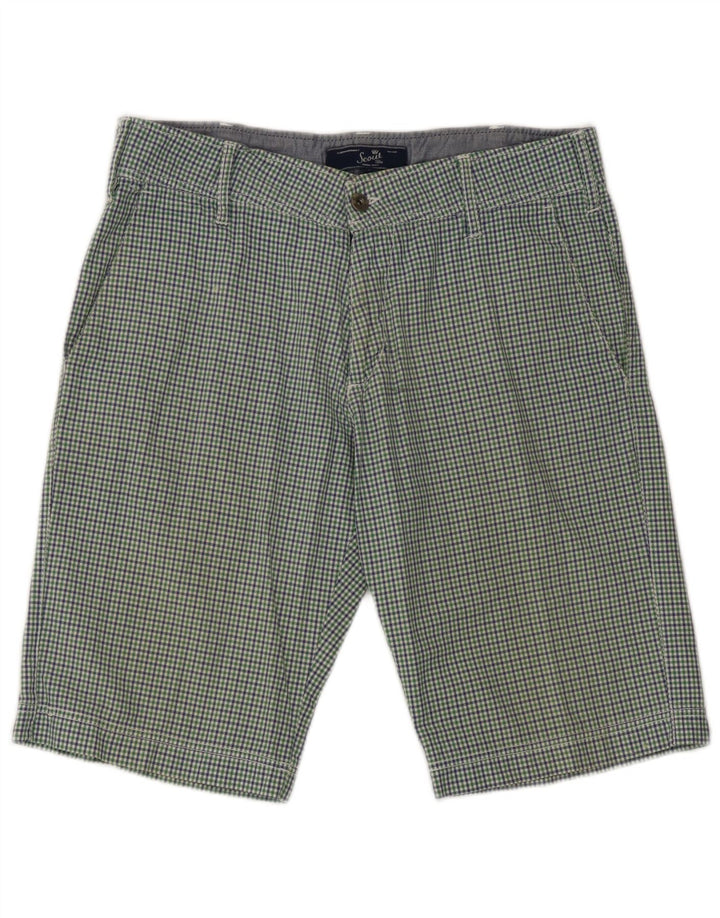 Pantalones cortos chinos Scout para hombre, talla grande, W34, algodón a cuadros verdes