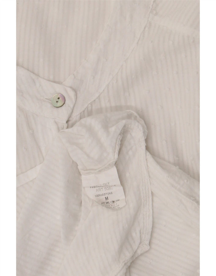 Vintage camisa de mujer Reino Unido 14 algodón de rayas blancas medianas