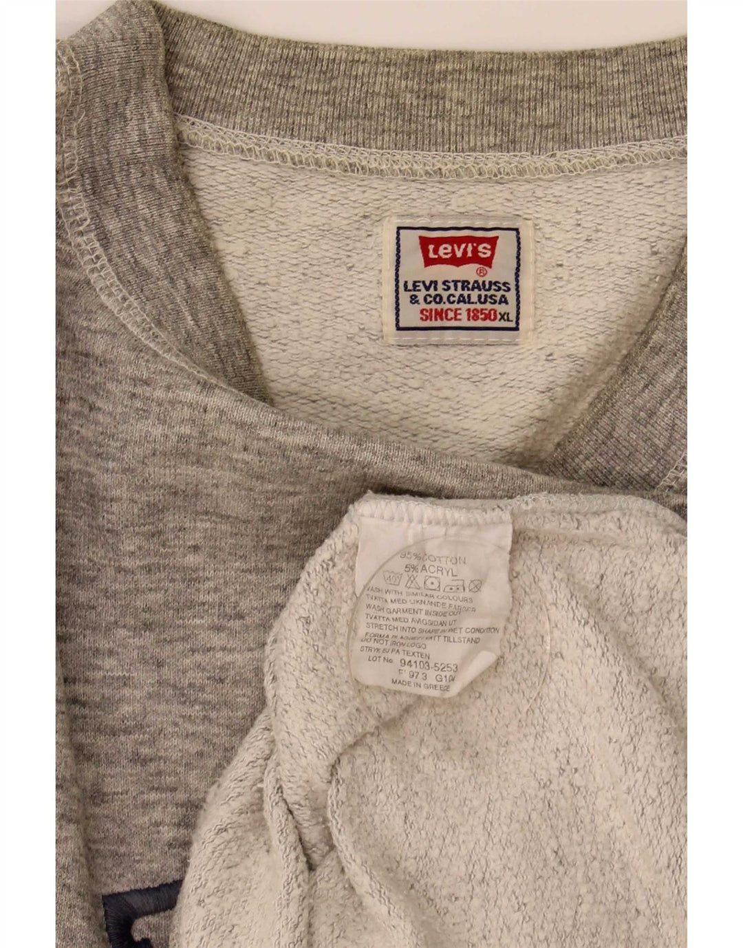 Levi's Hombre Sudadera Gráfica Jumper XL Algodón Moteado Gris