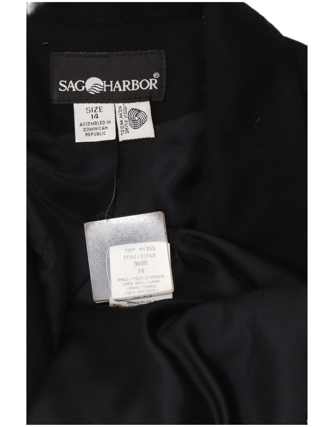Sag Harbor Chaqueta Blazer de 1 Botón para Mujer UK 44 Grande Lana Negra