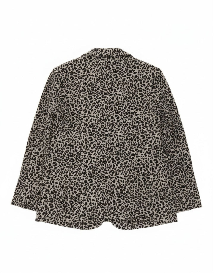 Marks & Spencer Chaqueta tipo blazer abierta para mujer Reino Unido 44 Gris medio Estampado animal
