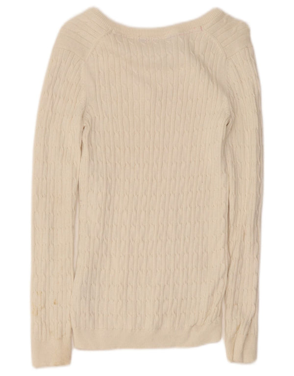 Crew Clothing Suéter con cuello en V para mujer UK 8 Small White Cotton