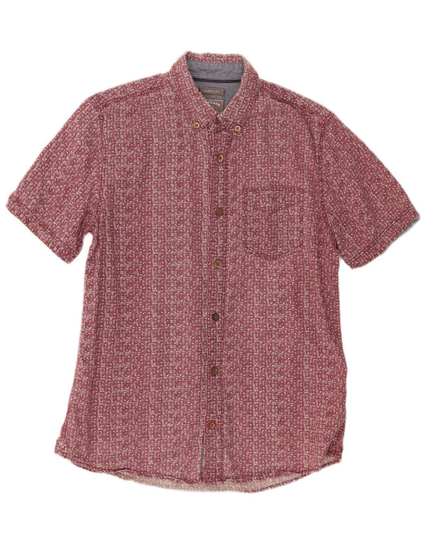 Camisa de corte clásico de manga corta para hombre de Fat Face, lino geométrico rojo pequeño