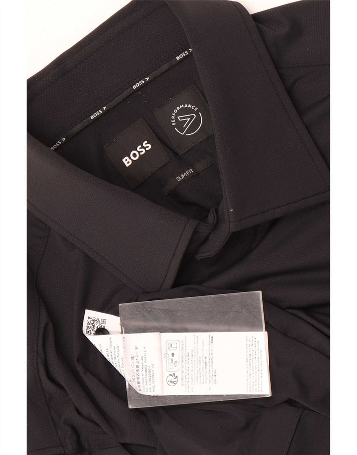 Camisa Hugo Boss Hombre Slim Fit Talla 40 Mediana Poliamida Negra