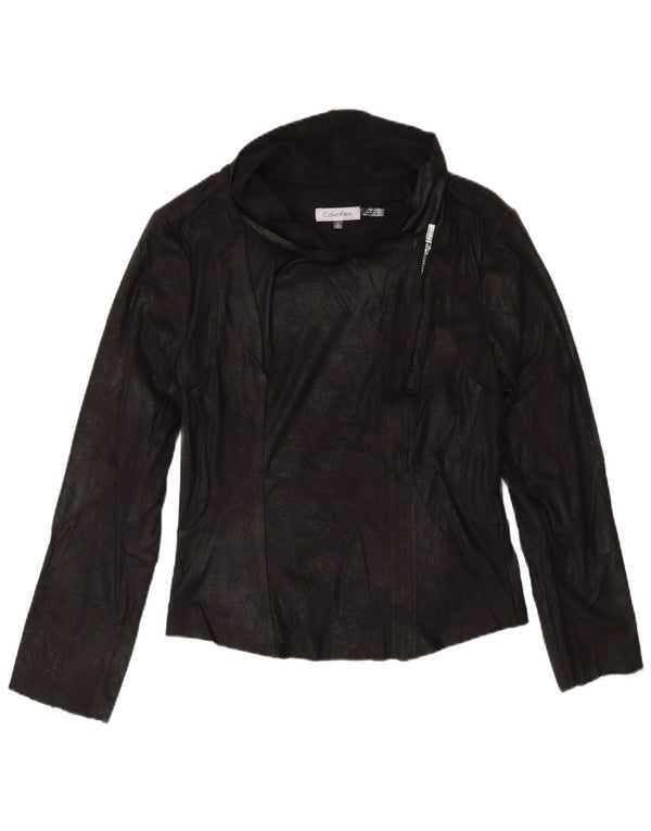 Calvin Klein Chaqueta Bomber de Piel sintética para Mujer UK 10 Small Black Biker
