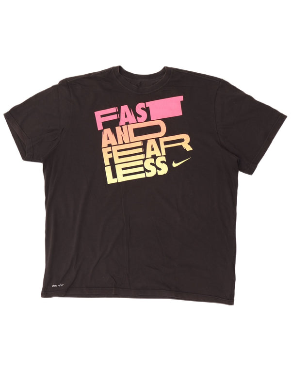 Nike Dri Fit Graphic Camiseta para hombre, talla 2XL, algodón negro