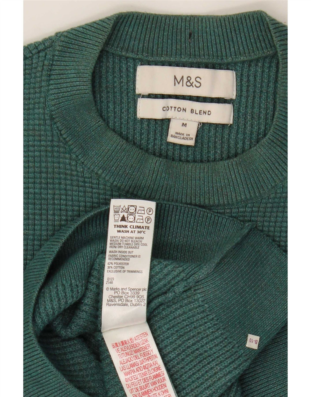 Marks & Spencer Jersey de cuello redondo para hombre Poliéster verde medio