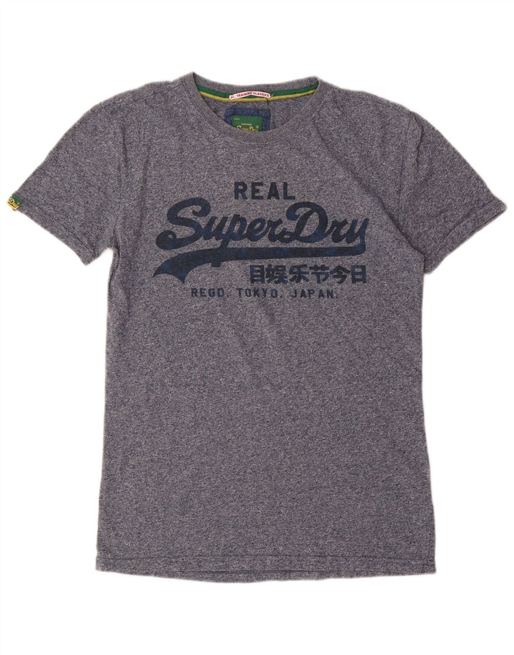 SUPERDRY Camiseta gráfica para hombre Top pequeño de algodón moteado azul