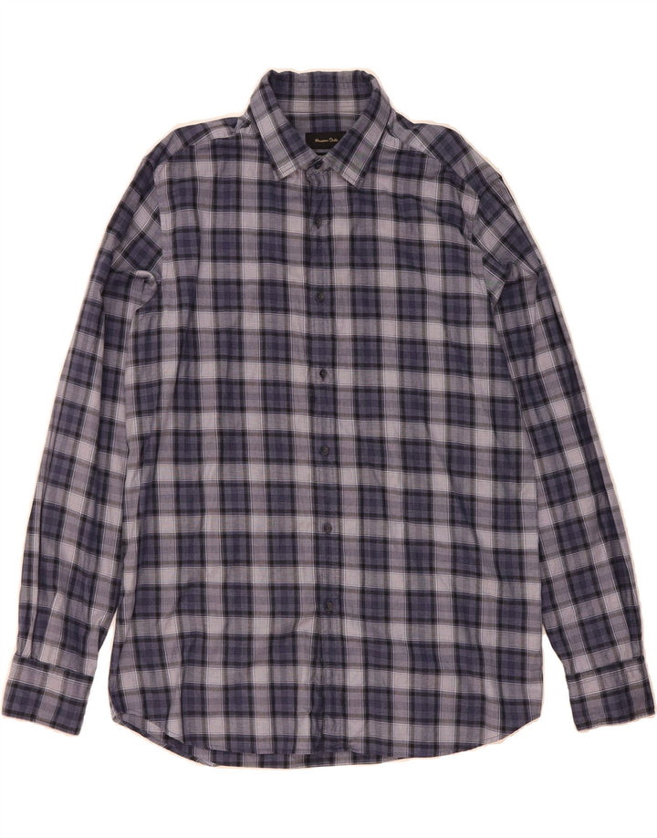 MASSIMO DUTTI Mens Flannel Shirt XL Navy Blue Check Cotton Vintage Massimo Dutti and Second-Hand Massimo Dutti from Messina Hembry 