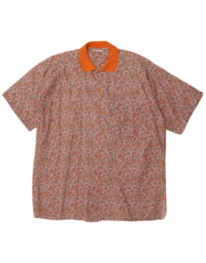 PULLOVERIA Camisa de manga corta para hombre rosa medio Paisley Retro