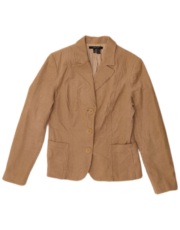 Zara Chaqueta Blazer De Pana De 3 Botones para Mujer UK 44 Grande Algodón Beige