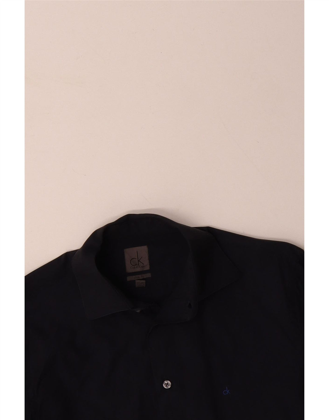CALVIN KLEIN Mens Slim Fit Shirt Small Navy Blue Cotton