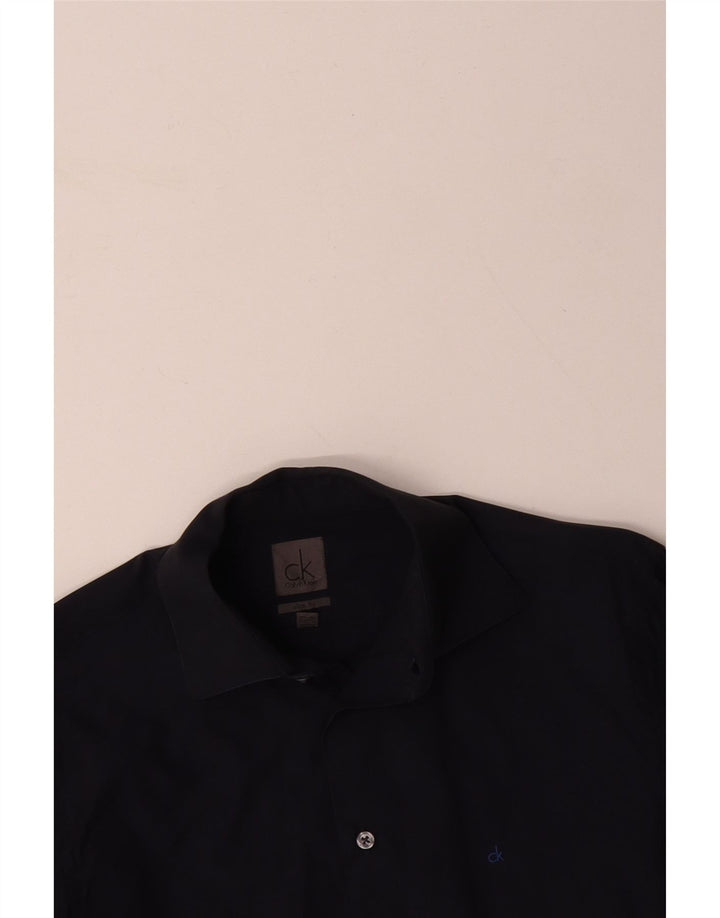 CALVIN KLEIN Mens Slim Fit Shirt Small Navy Blue Cotton