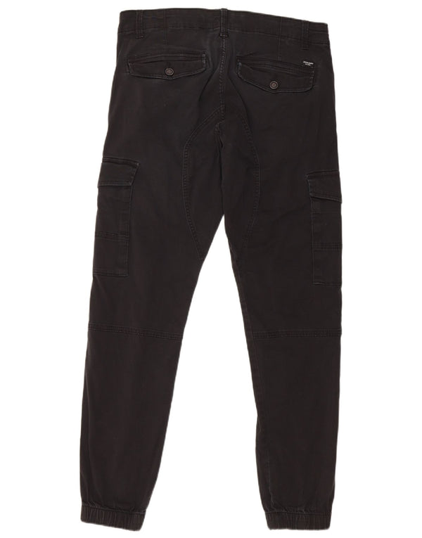 Jack & Jones Mens Joggers Cargo Pantalones W32 L32 Algodón Negro