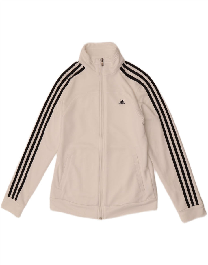 Adidas Mujer Climalite Chándal Top Chaqueta Reino Unido 12/14 Mediano Blanco