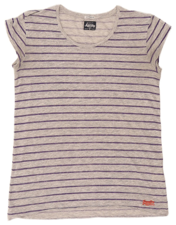 Superdry Camiseta para mujer Top UK 44 Poliéster a rayas gris medio