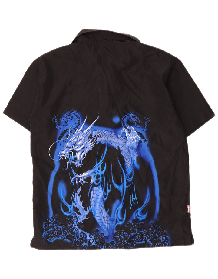 Camisa Vintage Niño Estampada Manga Corta 15-16 Años Negro Poliéster